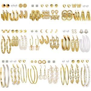 New 54 Pairs Gold Hoop Earrings Set for Women Multipack,  Fashion Statem…